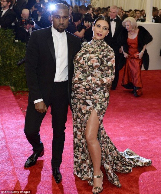 Pregnant Kim Kardashian misfired at the Met Ball in slit-to the-thigh Givenchy gown with matching shoes as she couldn't fit in her first choice dress