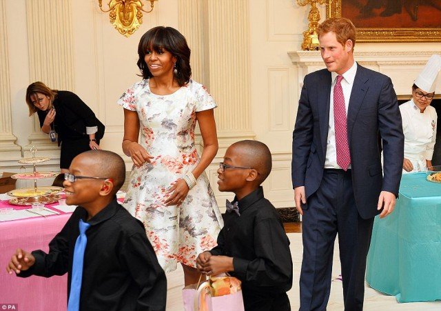 Prince Harry joined First Lady Michelle Obama at the White House at the start of his week-long U.S. tour