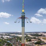 SkyScreamer, the world’s tallest tower swing ride, was officially opened at the Six Flags Over Texas amusement park in Arlington