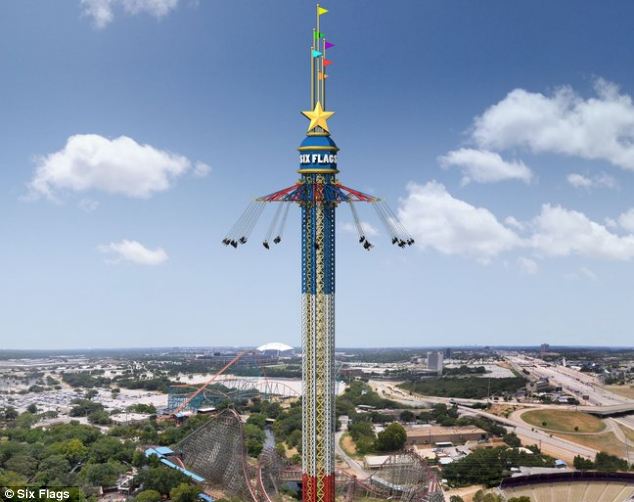 SkyScreamer, the world’s tallest tower swing ride, was officially opened at the Six Flags Over Texas amusement park in Arlington