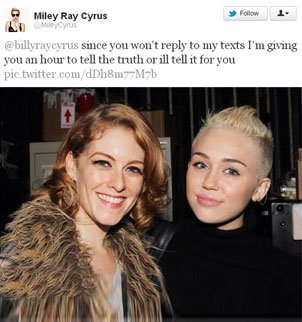 An unknown woman appears in a picture seemingly unknowingly posted from Miley Cyrus's Twitter account