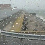 Kent Holcomb was left stranded on the Chesapeake Bay Bridge-Tunnel in Virginia after harsh thunderstorms forced the closure of the bridge
