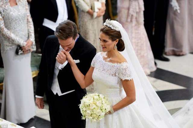 Princess Madeleine of Sweden turned fairytale bride as she married American banker Christopher O’Neill watched by European royals and the cream of New York society