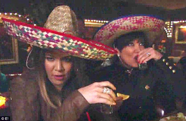 Kris Jenner and Khloe Kardashian seen at a Mexican bar downing shots of tequila