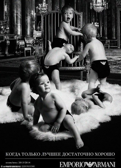 Petro Wodkins has created a fake ad for Armani diapers in a bid to send a message about consumerism