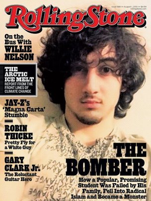 Rolling Stone magazine cover featuring Boston bomb suspect Dzhokhar Tsarnaev has caused outrage online