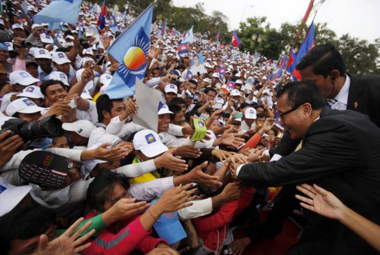 Supporters turned out in Phnom Penh to greet Sam Rainsy when he returned from self-imposed exile last week
