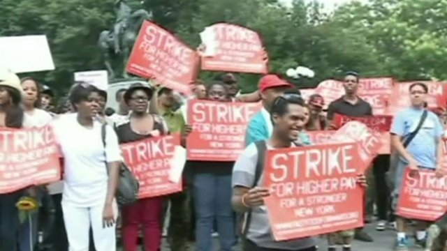 Fast-food workers in dozens of US cities are on strike, in what could be one of the industry's biggest walkouts