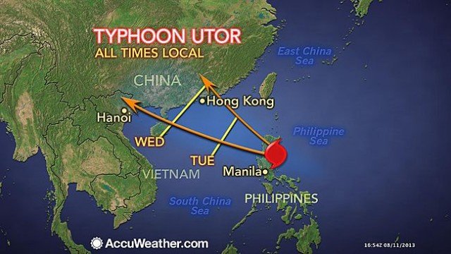 Typhoon Utor has hit the northern Philippines, leaving at least 23 fishermen missing