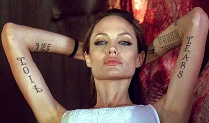 Angelina Jolie is one of the most tattooed actresses in Hollywood, with an estimated 17 different designs