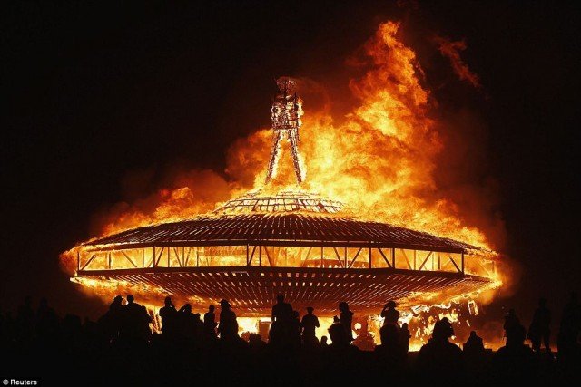 The 27th annual Burning Man festival in northern Nevada’s Black Rock Desert comes to a close after a week of fiery excess