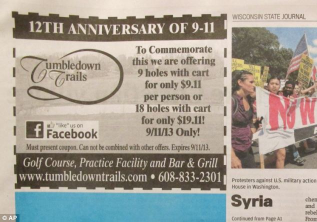 Tumbledown Trails Golf Course in Verona could be forced to close after offering a promotion for nine holes for $9.11 on the 12th anniversary of the September 11 terrorist attacks