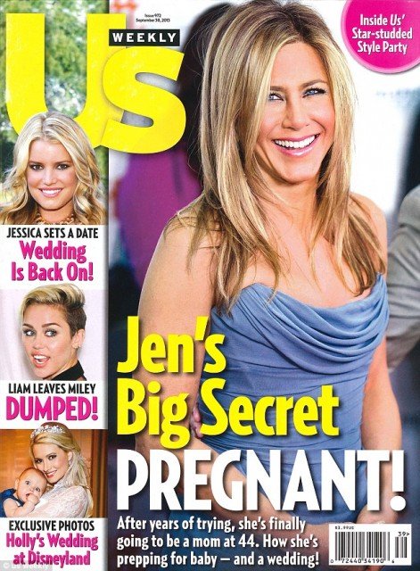 UsWeekly claimed Jennifer Aniston is pregnant with her fiancé Justin Theroux