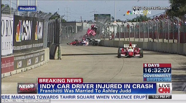 Dario Franchitti car crash during the final lap of the Grand Prix of Houston