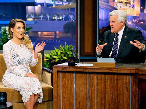 Kim Kardashian was proudly flaunting her famous curves during an appearance on The Tonight Show With Jay Leno