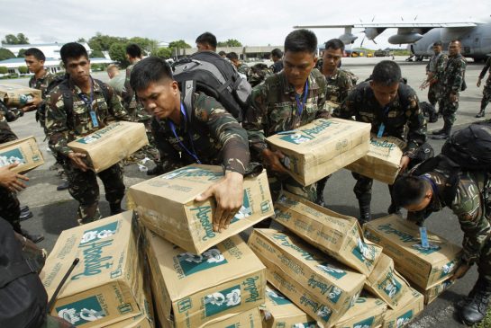 Humanitarian aid needed at large scale after Typhoon Haiyan barreled through the Philippines over the weekend and killed an estimated 10,000 people