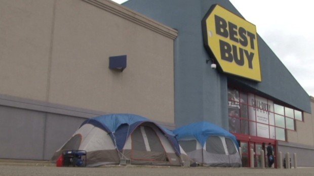 People are already lining up at a local Best Buy store in Cuyahoga Falls, Ohio, for this year’s Black Friday deals