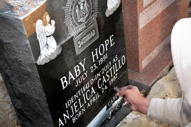 The headstone is now engraved with the name Anjelica Castillo below the only name she's had for decades, Baby Hope