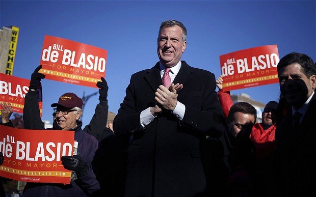 With almost all votes counted, Bill de Blasio will succeed Mayor Michael Bloomberg to become the first Democrat leading New York City in two decades