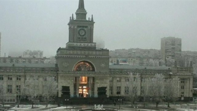 A nearby security camera facing Volgograd’s train station caught the moment of the blast