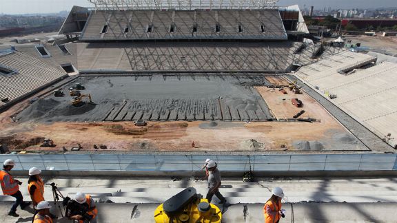 Sao Paulo stadium where the opening match of the 2014 World Cup is due to be played in Brazil will not be ready until April