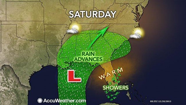 The storm will hit the South during Saturday night and much of the mid-Atlantic and southern New England on Sunday