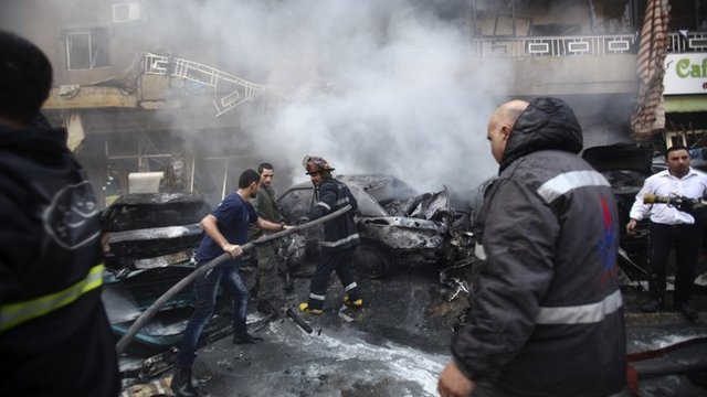 At least four people have been killed by a suspected bomb explosion in a Hezbollah stronghold in a Shia-dominated southern suburb of Beirut