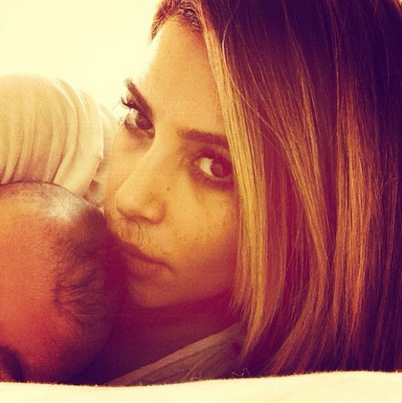 Kim Kardashian and her 7-month-old baby girl, North West
