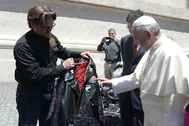 Pope Francis got his own leather jacket and two bikes from the Harley-Davidson company
