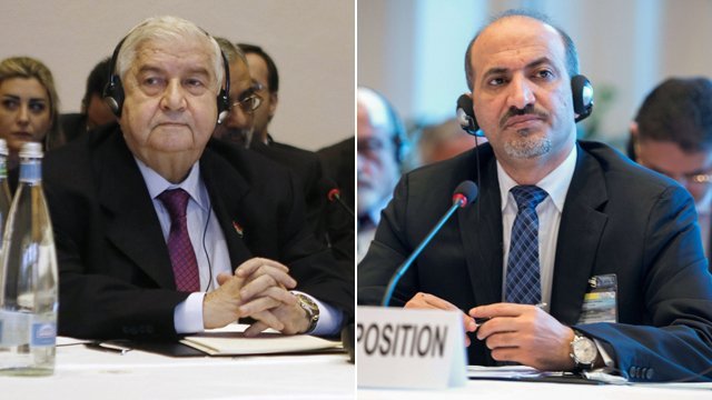 Syrian government and opposition have traded bitter accusations on the first day of a major peace conference in Geneva