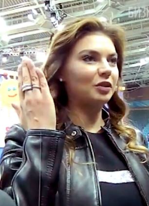 Alina Kabayeva was at a children's sporting event in the city of Nizhnekamsk and flashed a sparkling ring to TV camera