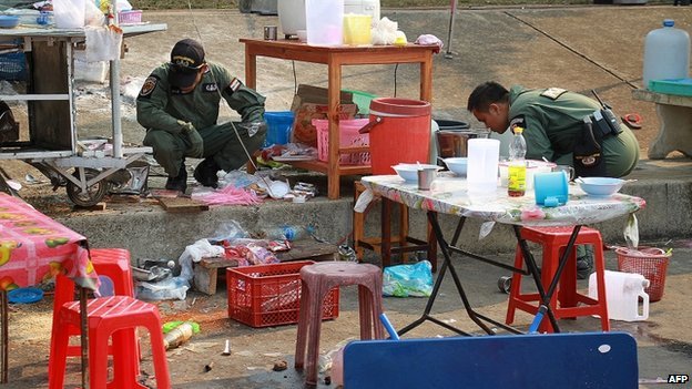 Attackers threw grenades and sprayed the crowd with bullets at a night market in the Khao Saming district of Trat province