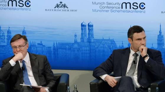  Foreign Minister Leonid Kozhara and opposition leader Vitali Klitschko have clashed face to face at this year’s Munich Security Conference