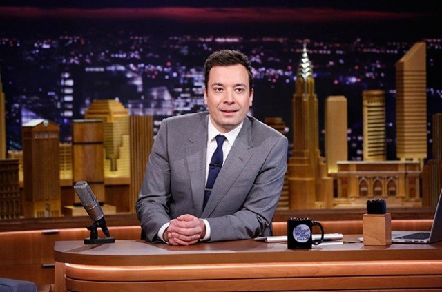 Jimmy Fallon was welcomed on the set of The Tonight Show by a host of top stars, including Robert De Niro, Mike Tyson and Lady Gaga