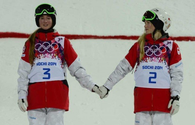 Justine Dufour-Lapointe and her sister Chloe Dufour-Lapointe won gold and silver in the women's moguls at the Sochi 2014 Winter Games