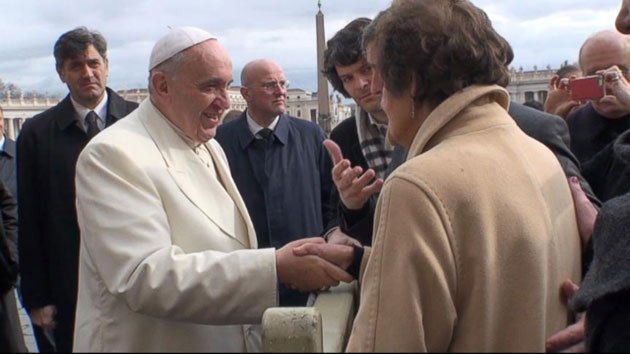 Steve Coogan and Philomena Lee, whose story inspired the Oscar-nominated film Philomena, have met Pope Francis in Rome