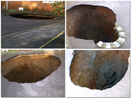 The 30ft deep sinkhole has opened up on the driveway of a house in High Wycombe