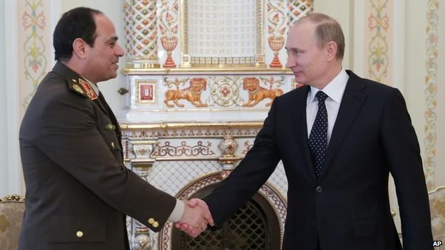 Vladimir Putin has announced he backs Egypt's military chief Abdul Fattah al-Sisi in his bid for the presidency