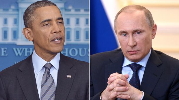 Barack Obama has urged Vladimir Putin to seek a diplomatic solution to the crisis in Ukraine