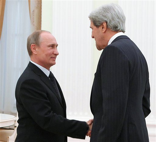John Kerry has declined an offer of talks with Vladimir Putin until Moscow engages with US proposals to tackle the crisis in Ukraine
