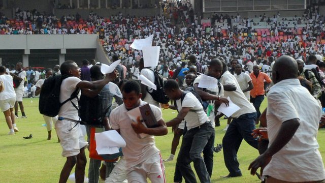 Nigeria stampede among jobseekers taking a recruitment test in the national stadium in Abuja