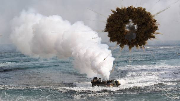 North Korea and South Korea fired artillery shells into each other's waters 
