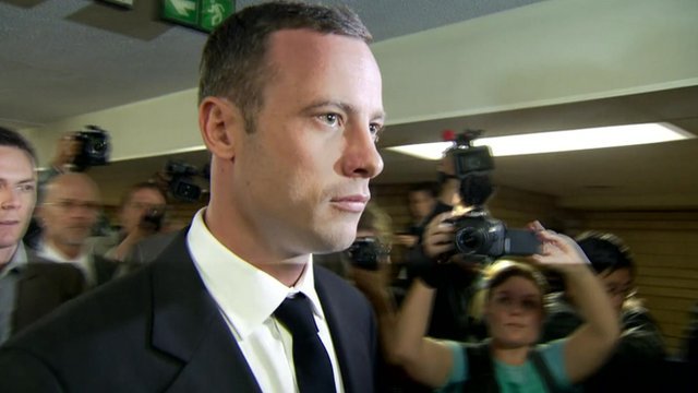 Oscar Pistorius has arrived in court in South Africa at the start of his trial for the murder of his girlfriend Reeva Steenkamp