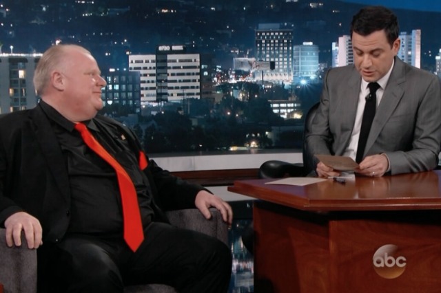 Rob Ford appeared Monday night on Jimmy Kimmel Live