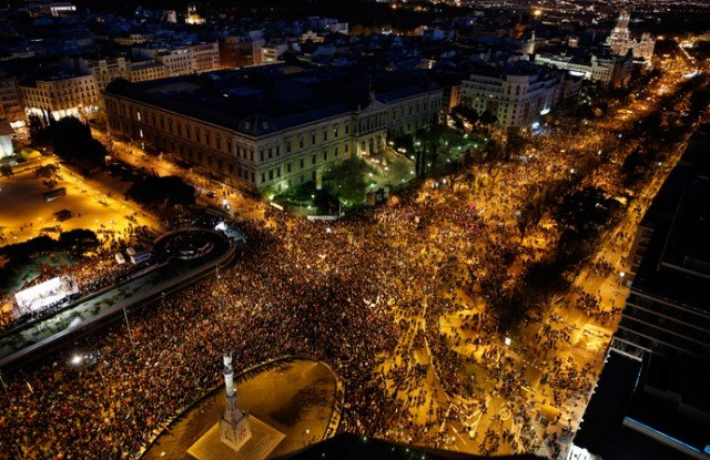 Spanish demonstrators were protesting over issues including unemployment, poverty and official corruption