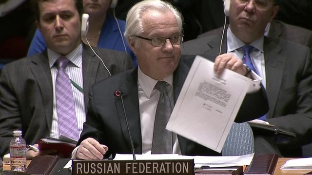 Vitaly Churkin told a Security Council meeting that Viktor Yanukovych wrote Vladimir Putin asking for troops in Crimea