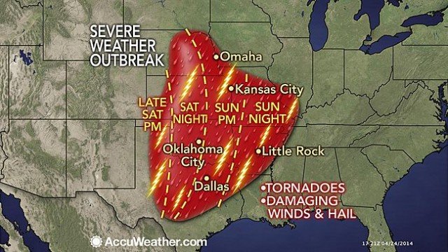 A multiple-day severe weather outbreak will begin this weekend over the South Central states and will include the potential for nighttime tornadoes