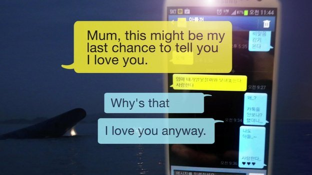 As South Korean ferry Sewol began to sink, some of those on board sent harrowing text messages to their loved ones