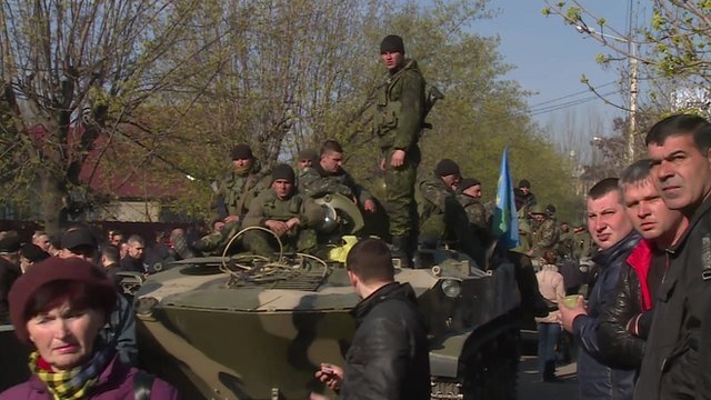 Six Ukrainian armored vehicles have been seized by pro-Russian militants in eastern town of Kramatorsk