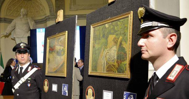 Stolen Gauguin and Bonnard paintings have been found hanging on an Italian factory worker's kitchen wall 